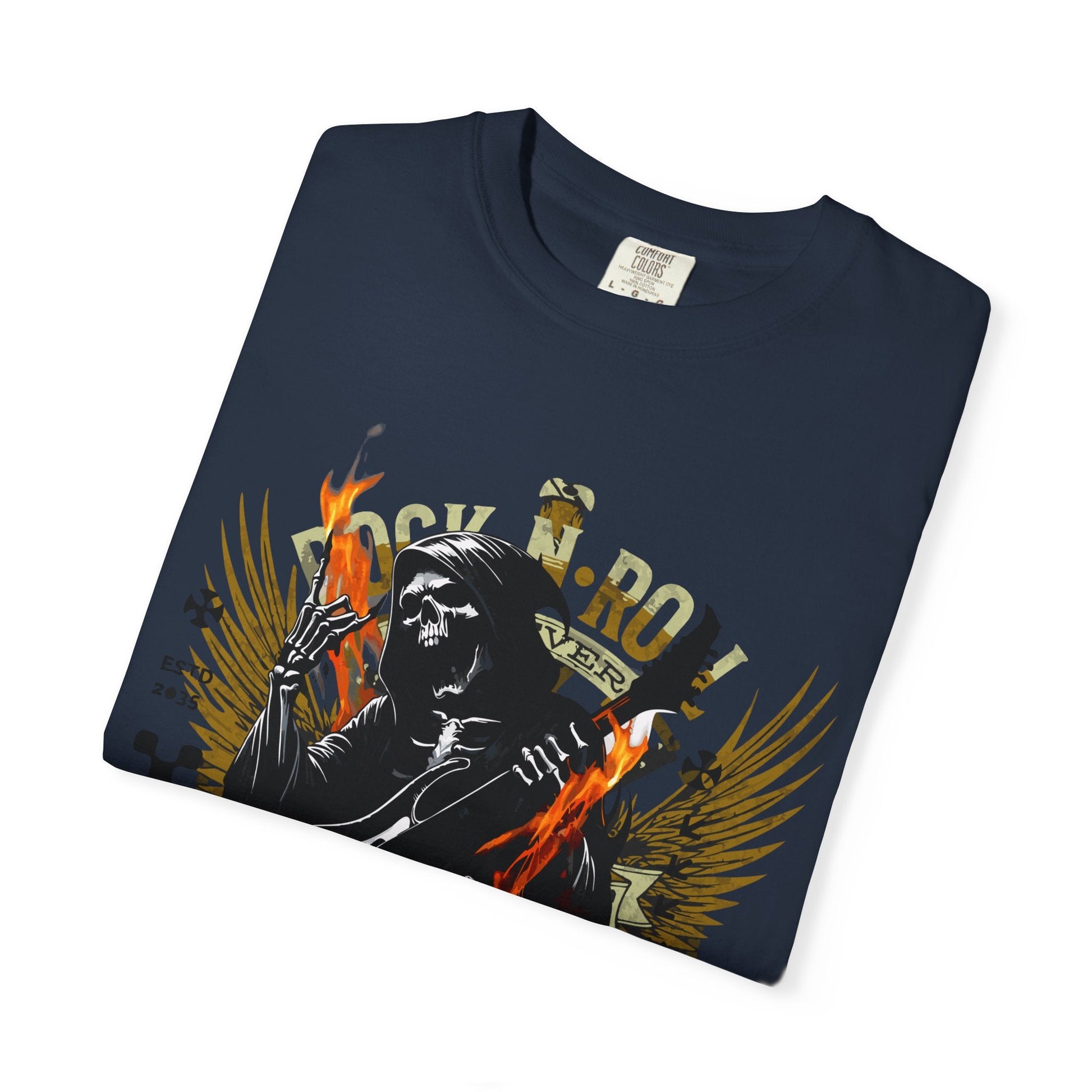 Rock 'n' roll guitar t-shirt for vintage metal music & concert lovers