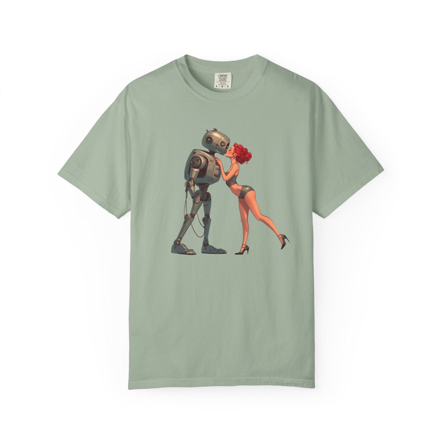 A Robot’s Love T-shirt – Beautiful Woman Kissing a Robot