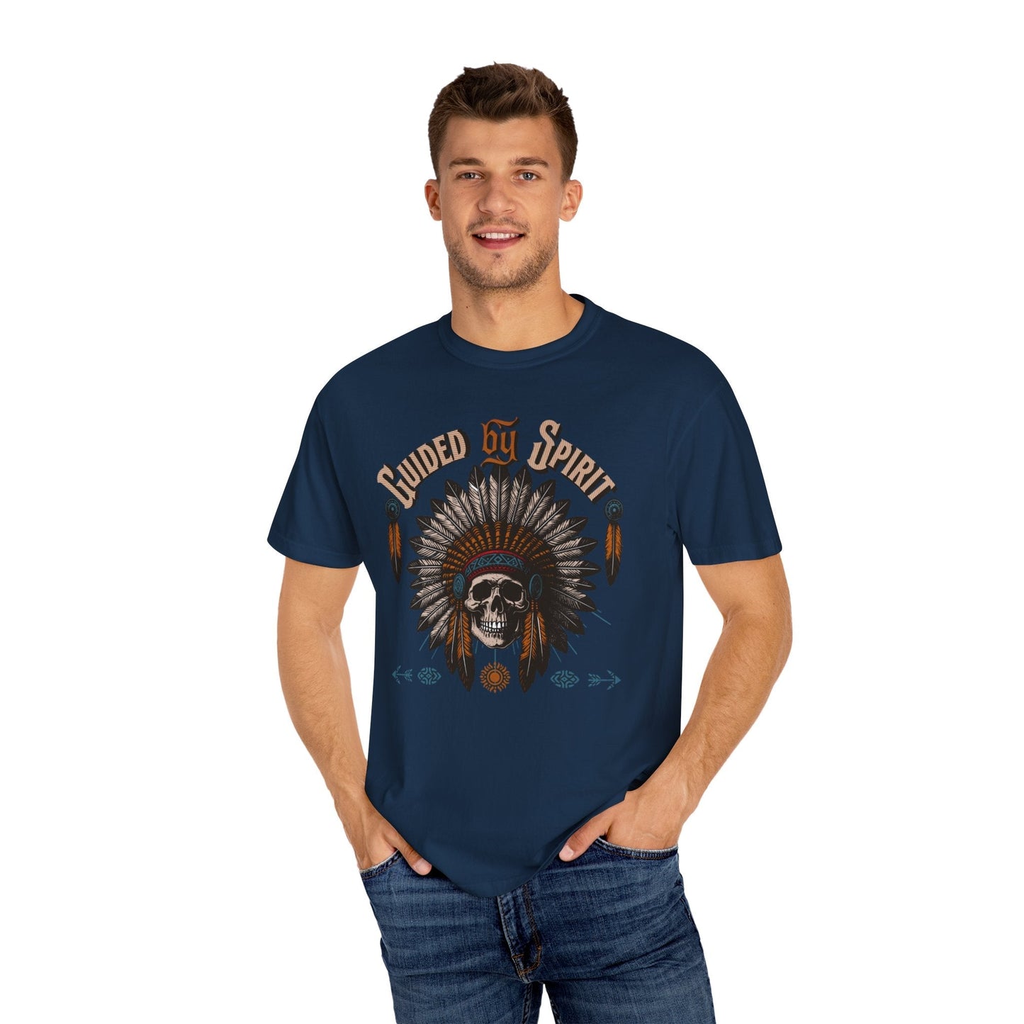 Spirit Skull t-shirt with cool native American headdress guided spirit