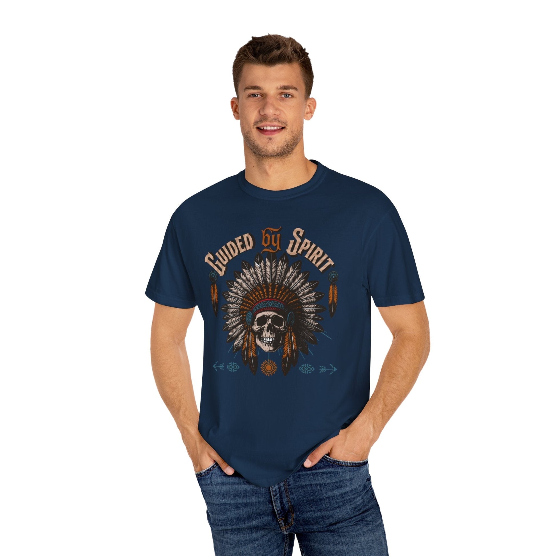 Spirit Skull t-shirt with cool native American headdress guided spirit