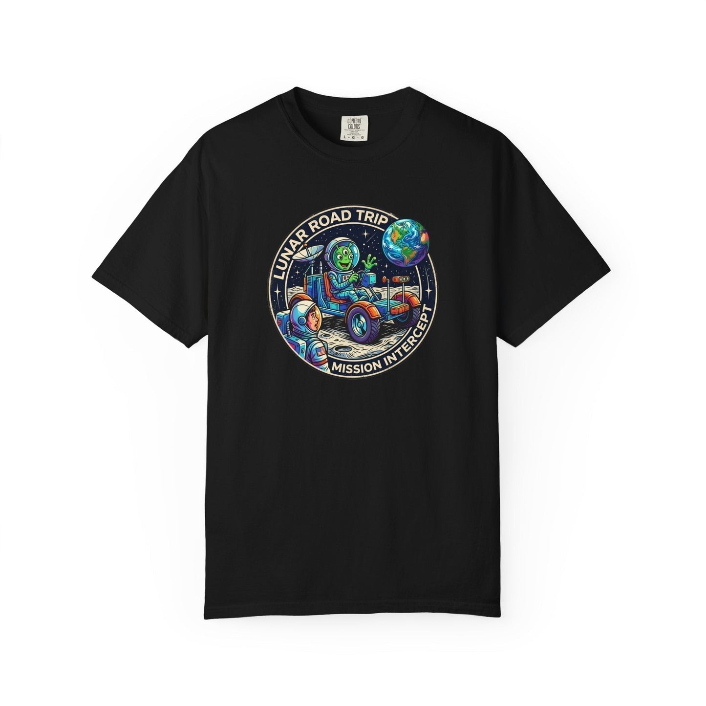 Lunar road trip apparel collection for cosmic travel enthusiasts with space-inspired clothing and accessories