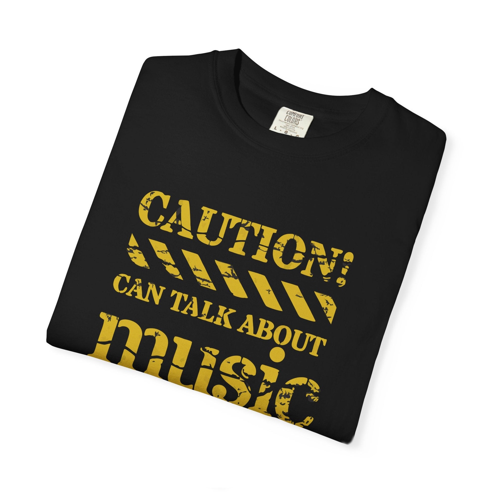 Music caution t-shirt - Bold & playful design for enthusiasts