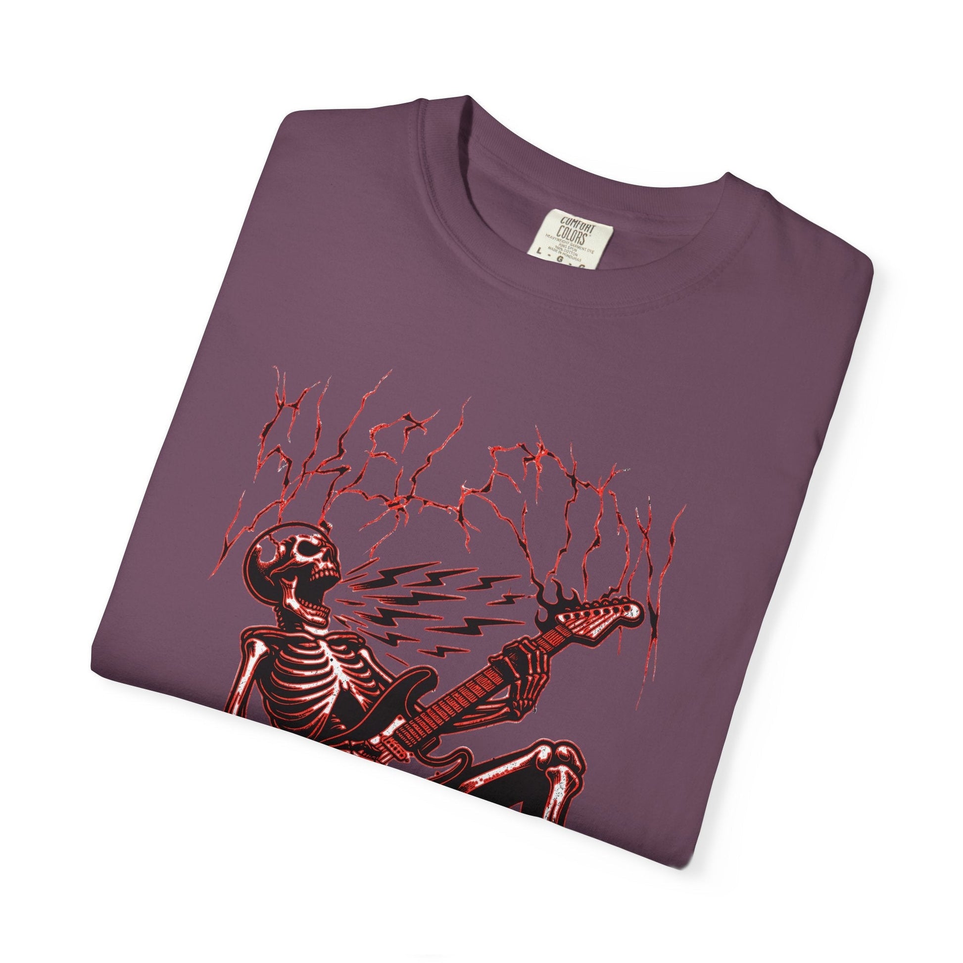Rose electrified skull t-shirt with rock n roll  design