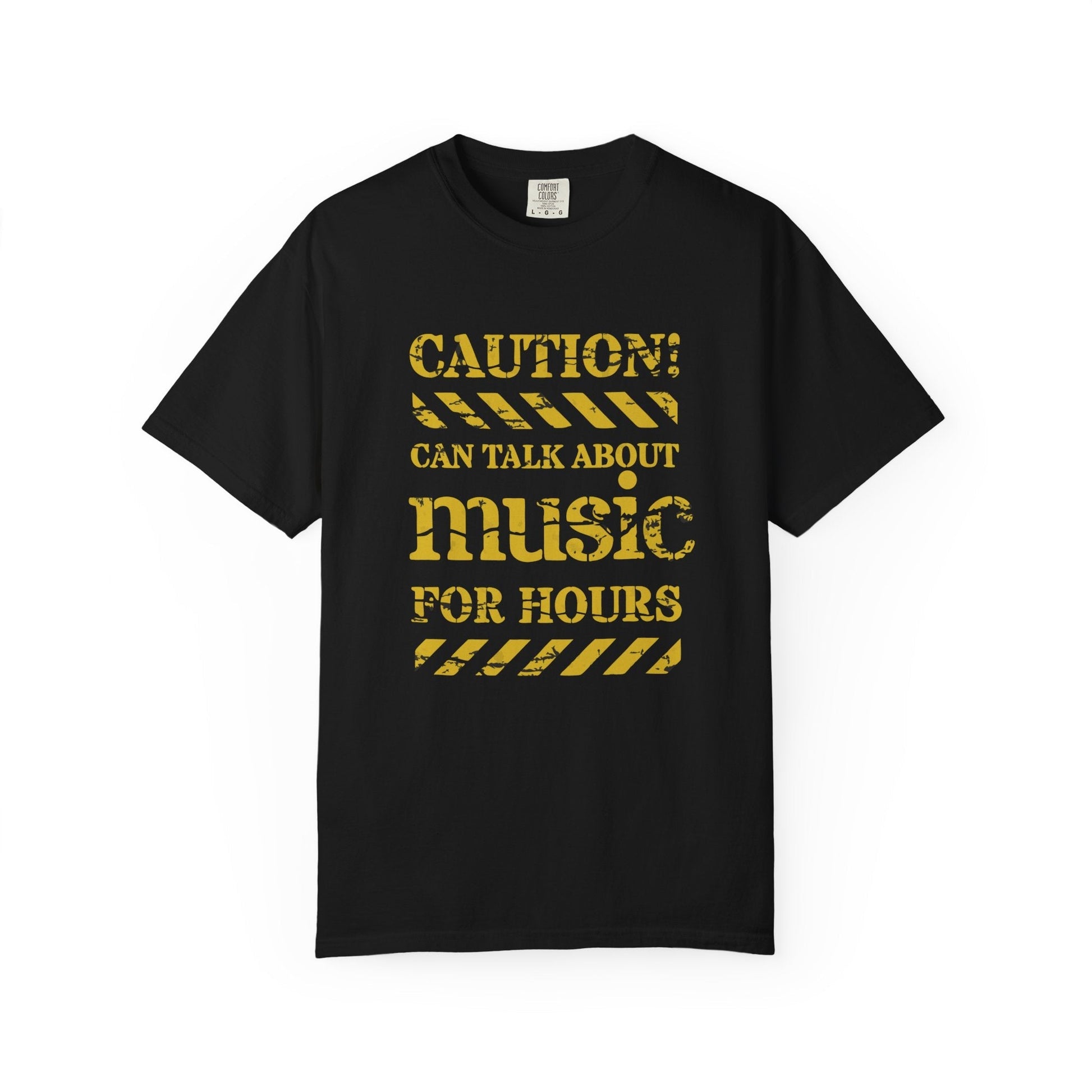 Music caution t-shirt - Bold & playful design for enthusiasts