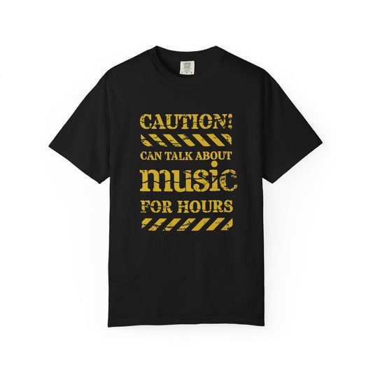 Music caution t-shirt - Bold & playful design for enthusiasts