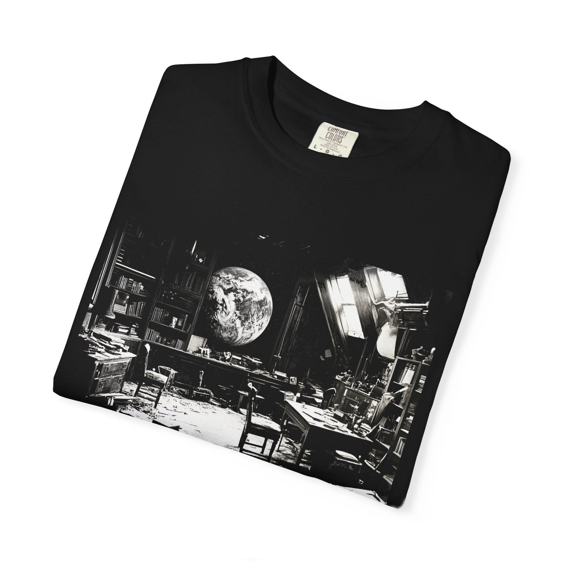 Poetic Space View T-shirt – Vintage Room Meets Cosmic View.