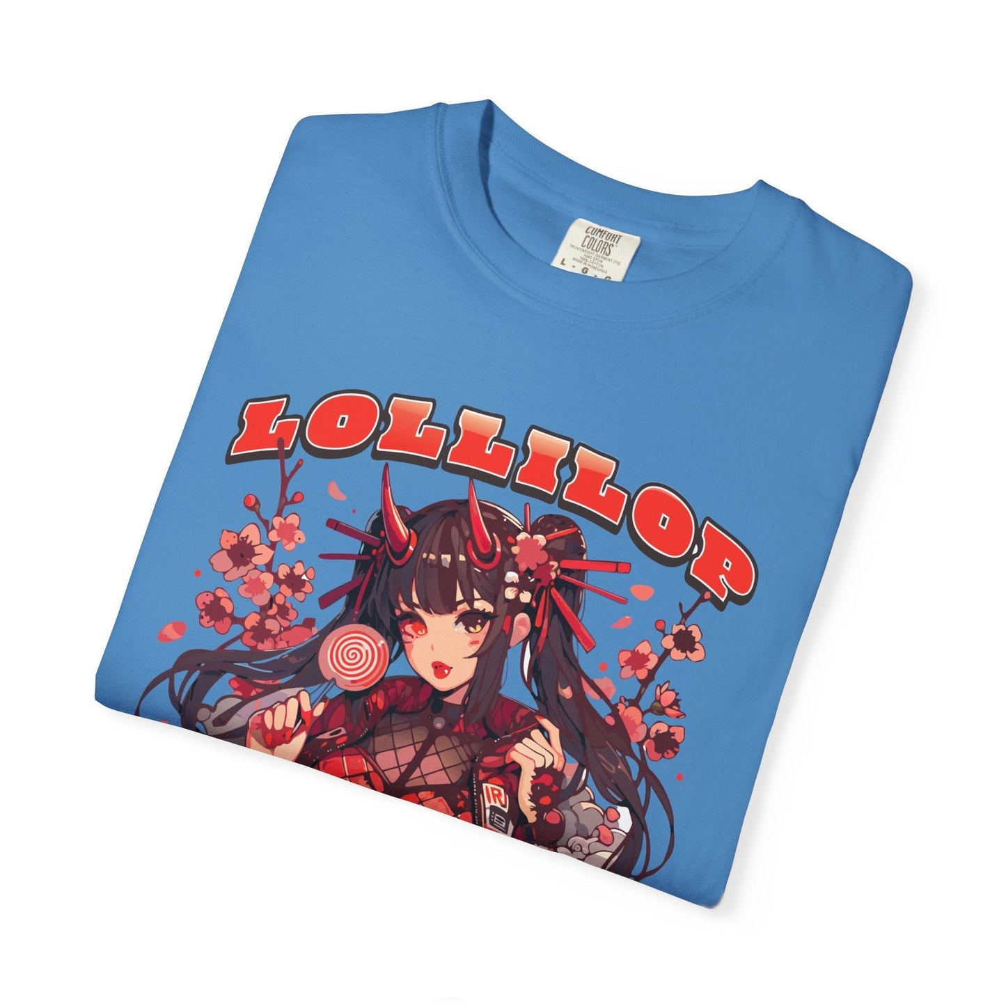 Devil lollipop girl teal t-shirt with anime girl design