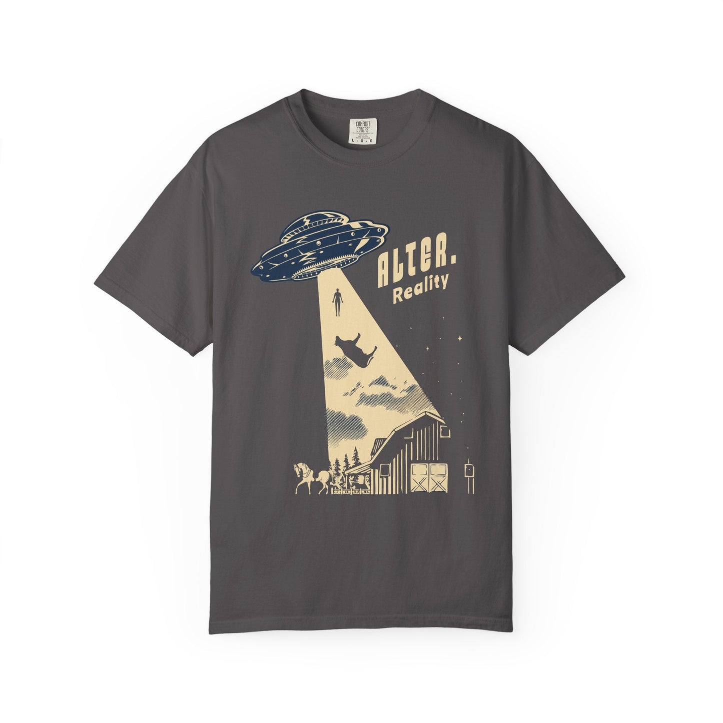 Alter Reality unisex T-shirt with vintage alien saucer design