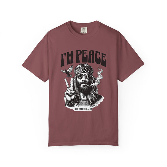 Peaceful hippie Unisex T-shirt with 'I'm at Peace' design 70' vibe