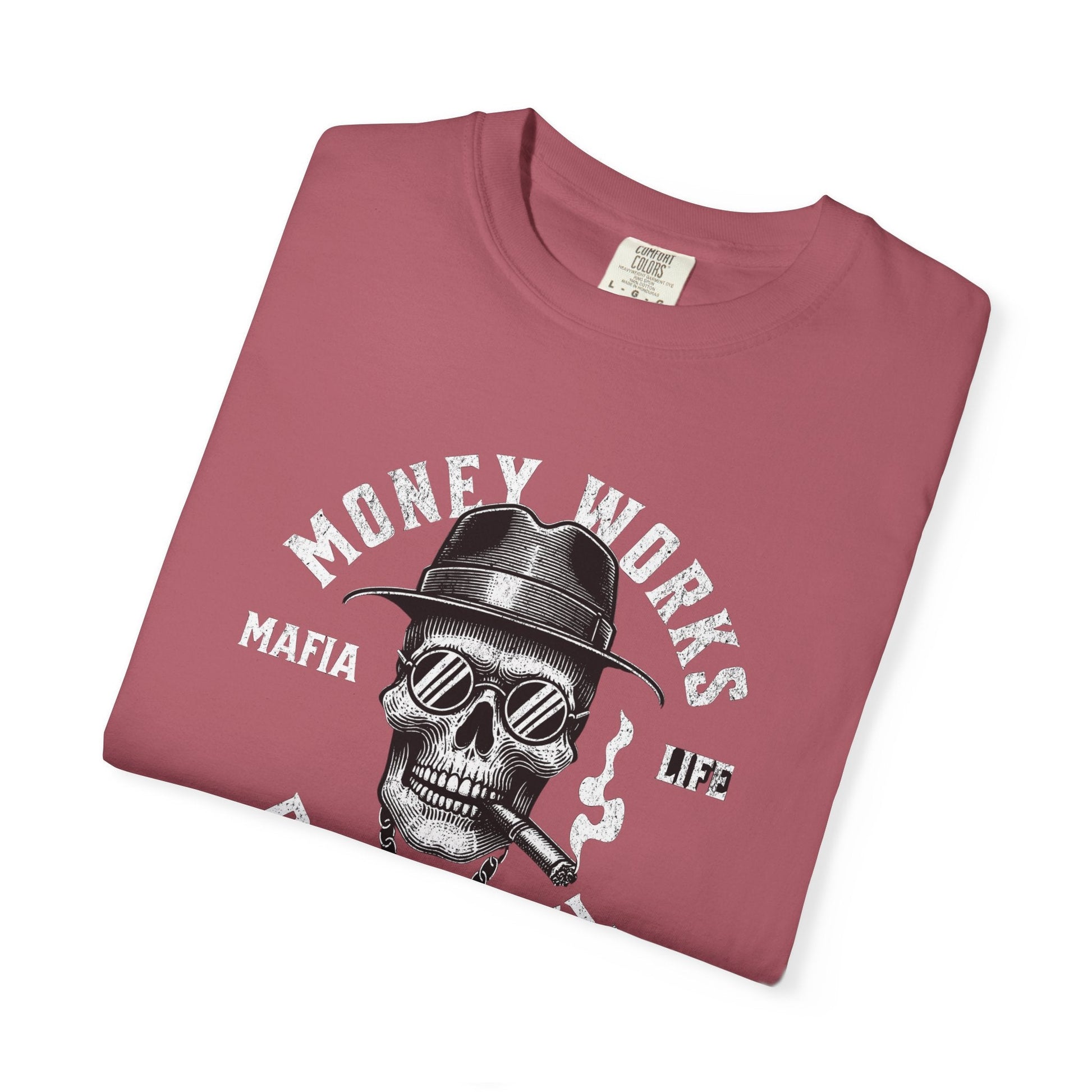 Gangster skull t-shirt - Unisex 'money works for me'  design