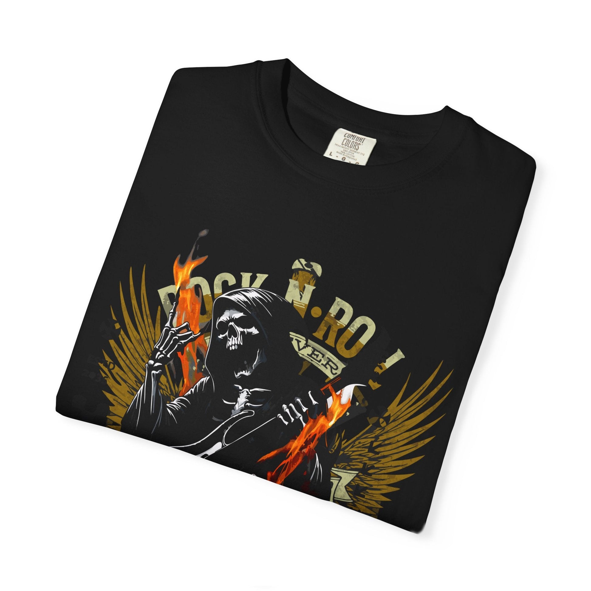Rock 'n' roll guitar t-shirt for vintage metal music & concert lovers
