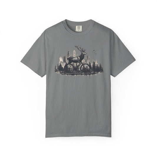Urban deer graphic tee celebrating urban wildlife and city deer conservation efforts