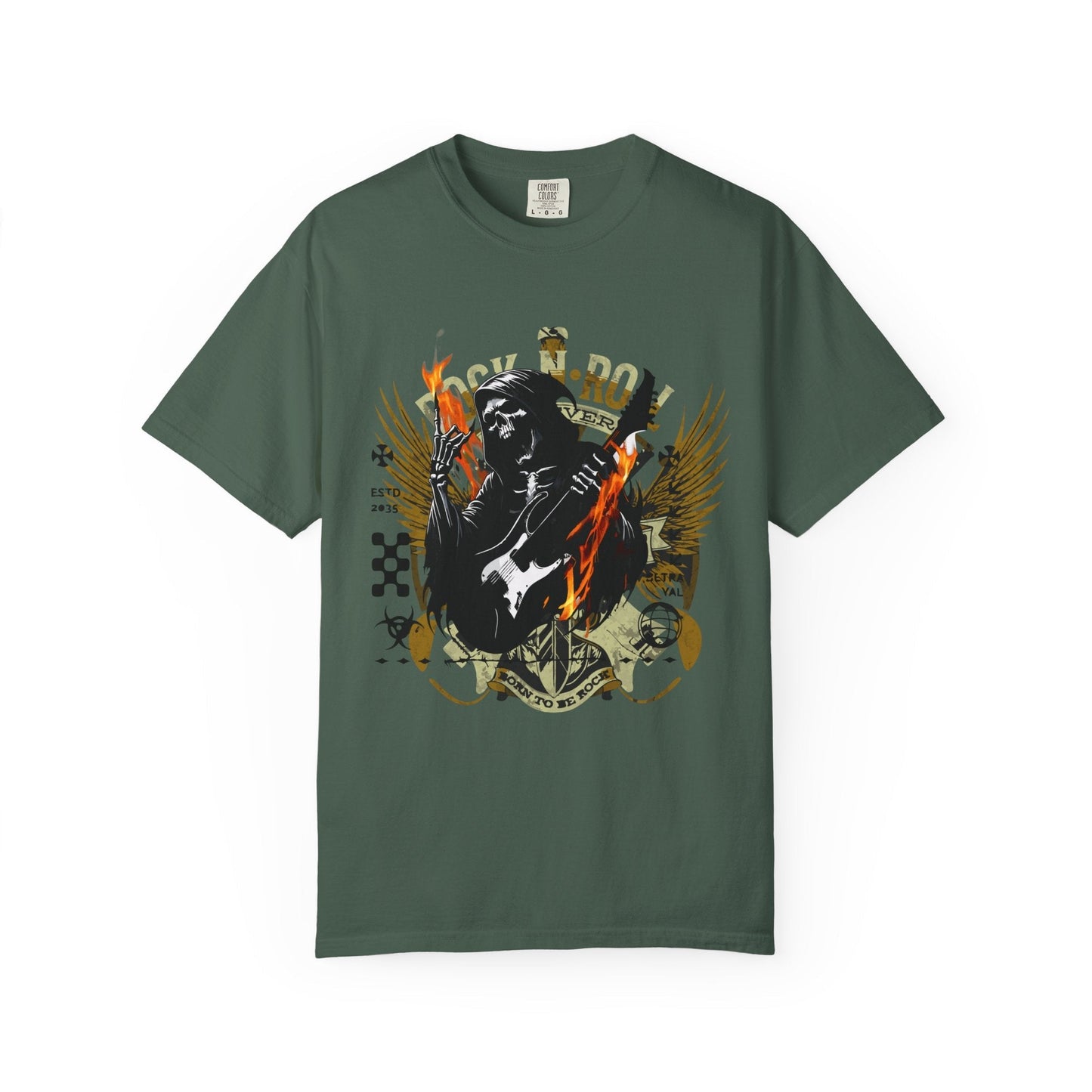 Rock 'n' roll guitar t-shirt for vintage metal music & concert lovers