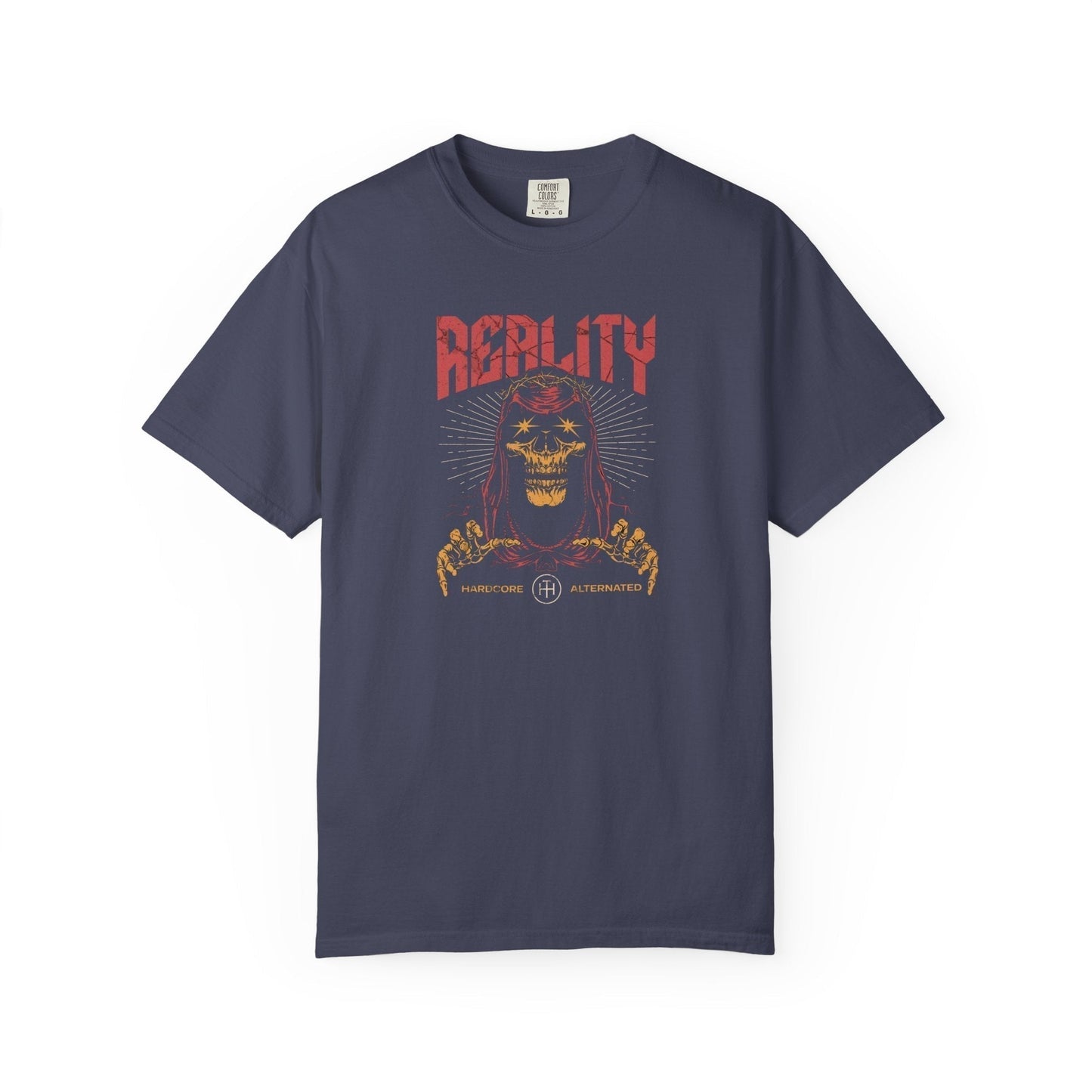 Hardcore Rock Gothic T-shirt with "Reality" graphic and rebellious design for gothic fashion enthusiasts