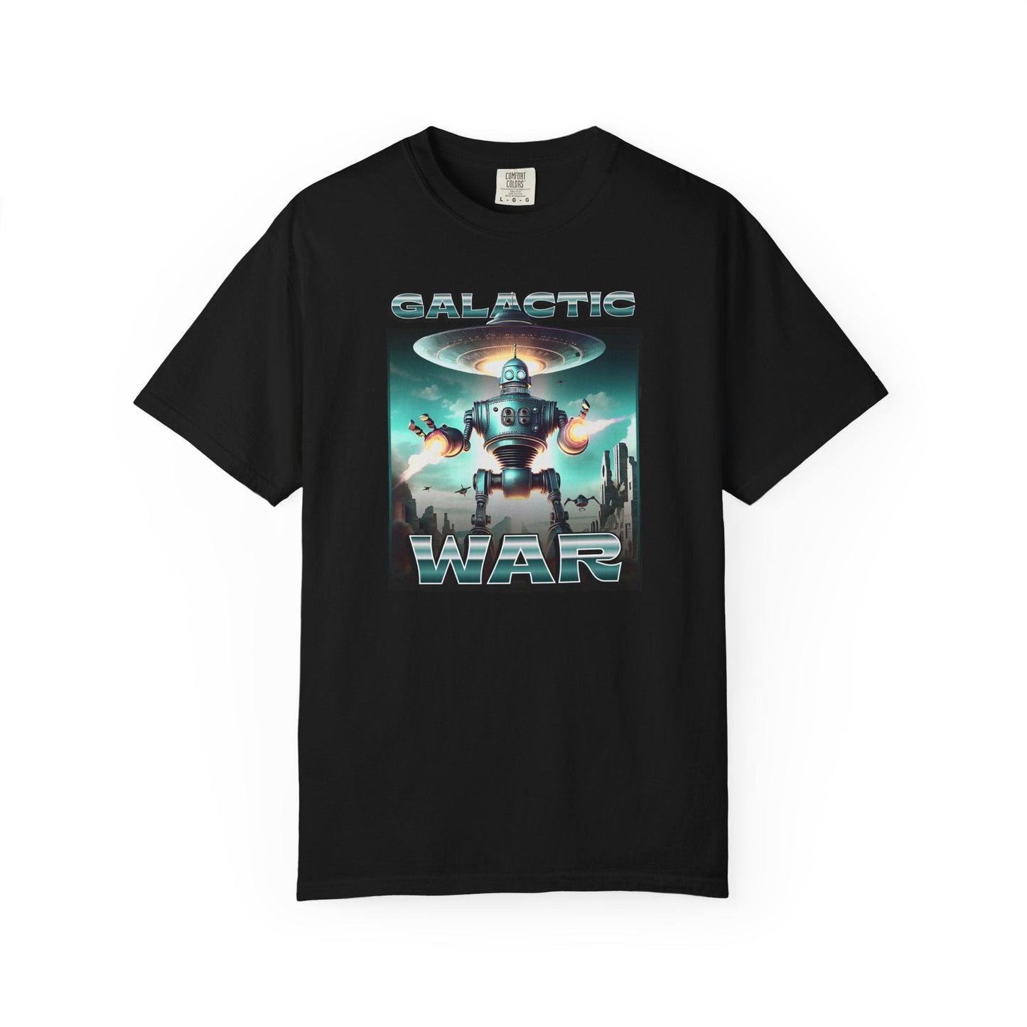 Galactic war graphic tee featuring intense space battle design on soft, comfortable fabric