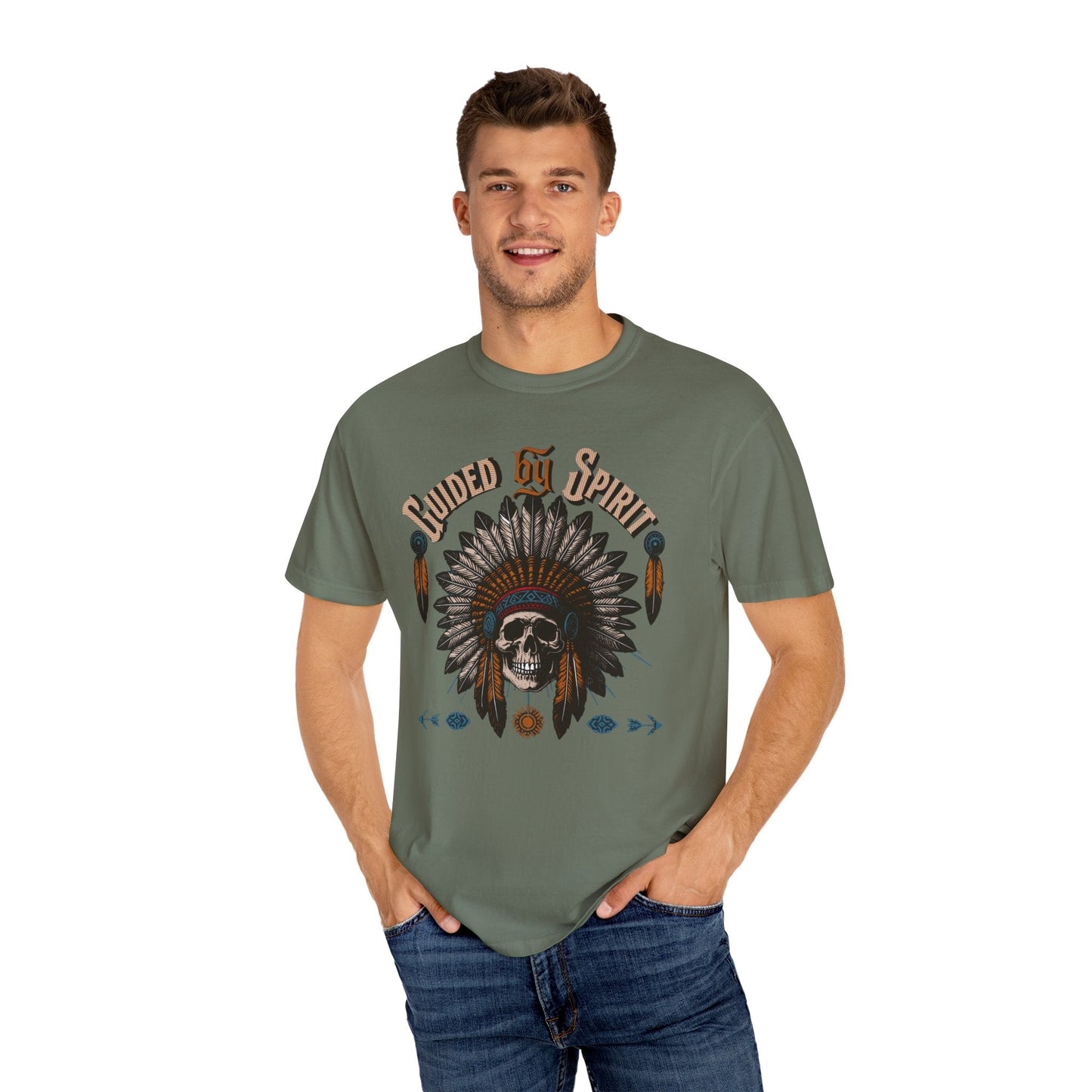 Spirit Skull t-shirt with cool native American headdress guided spirit
