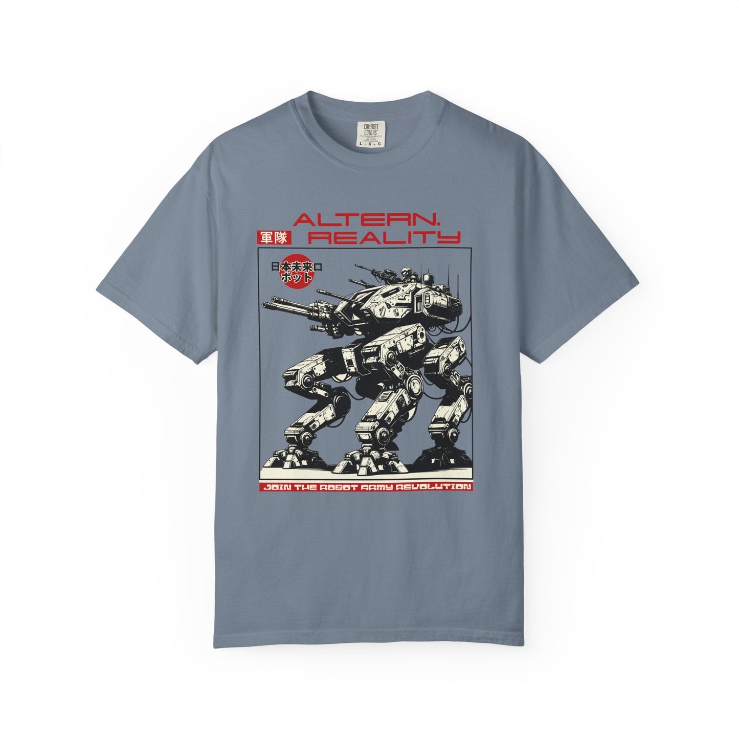 Robot Revolution T-shirt – Giant Mech with Weapons 