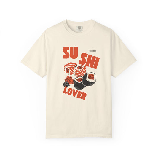 Unisex garment-dyed sushi lover t-shirt in vintage style
