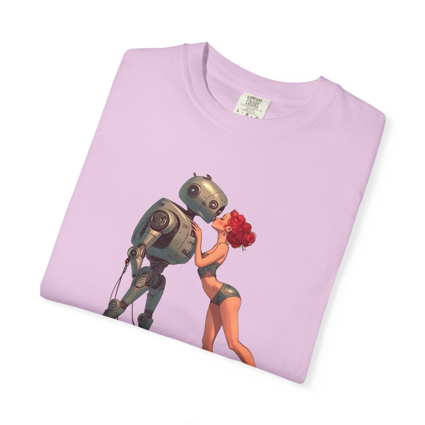 A Robot’s Love T-shirt – Beautiful Woman Kissing a Robot