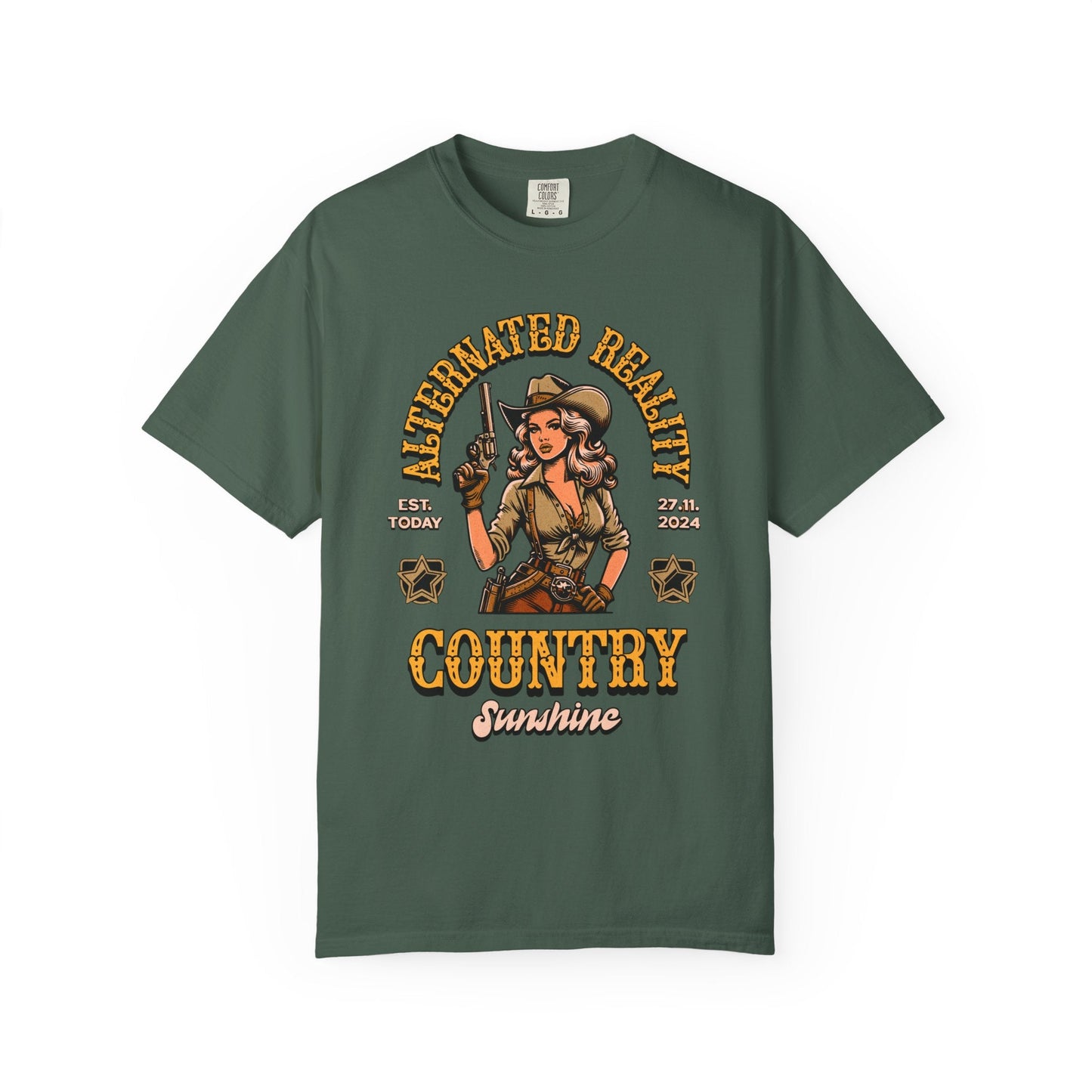 Vintage pin up westen t-shirt - Retro style adventure graphic tee