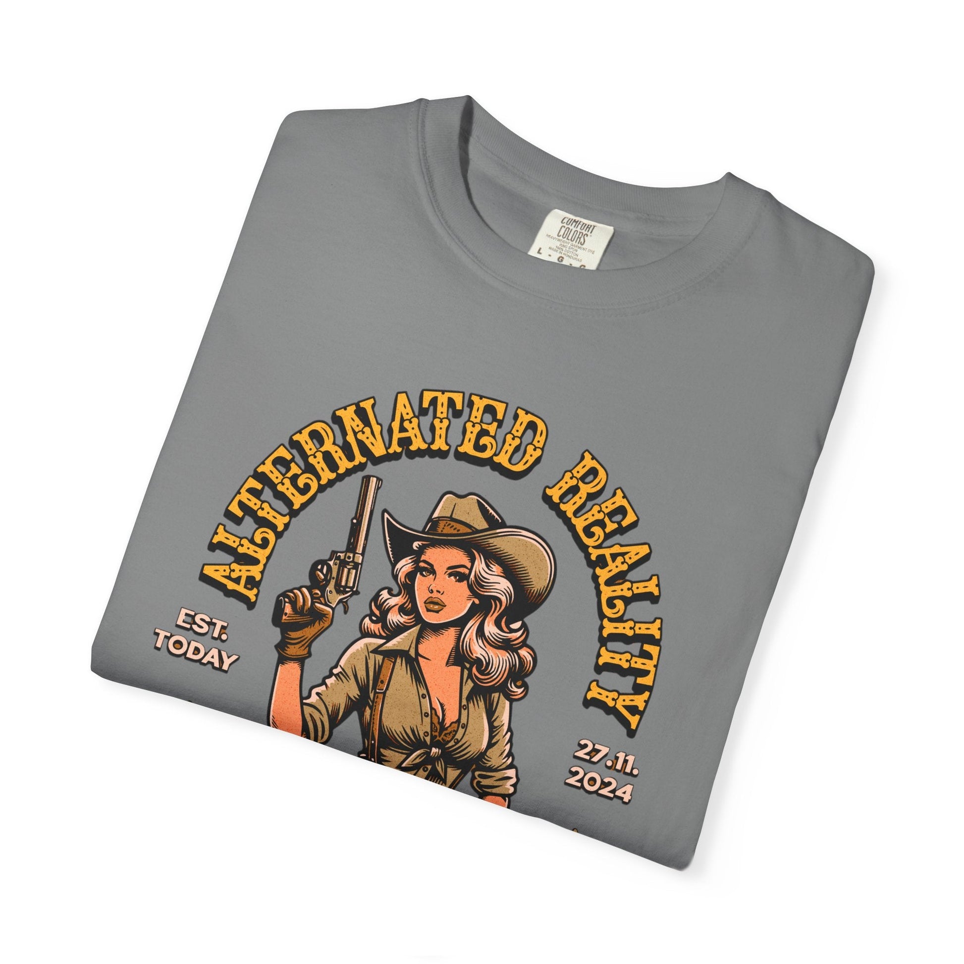 Vintage pin up westen t-shirt - Retro style adventure graphic tee