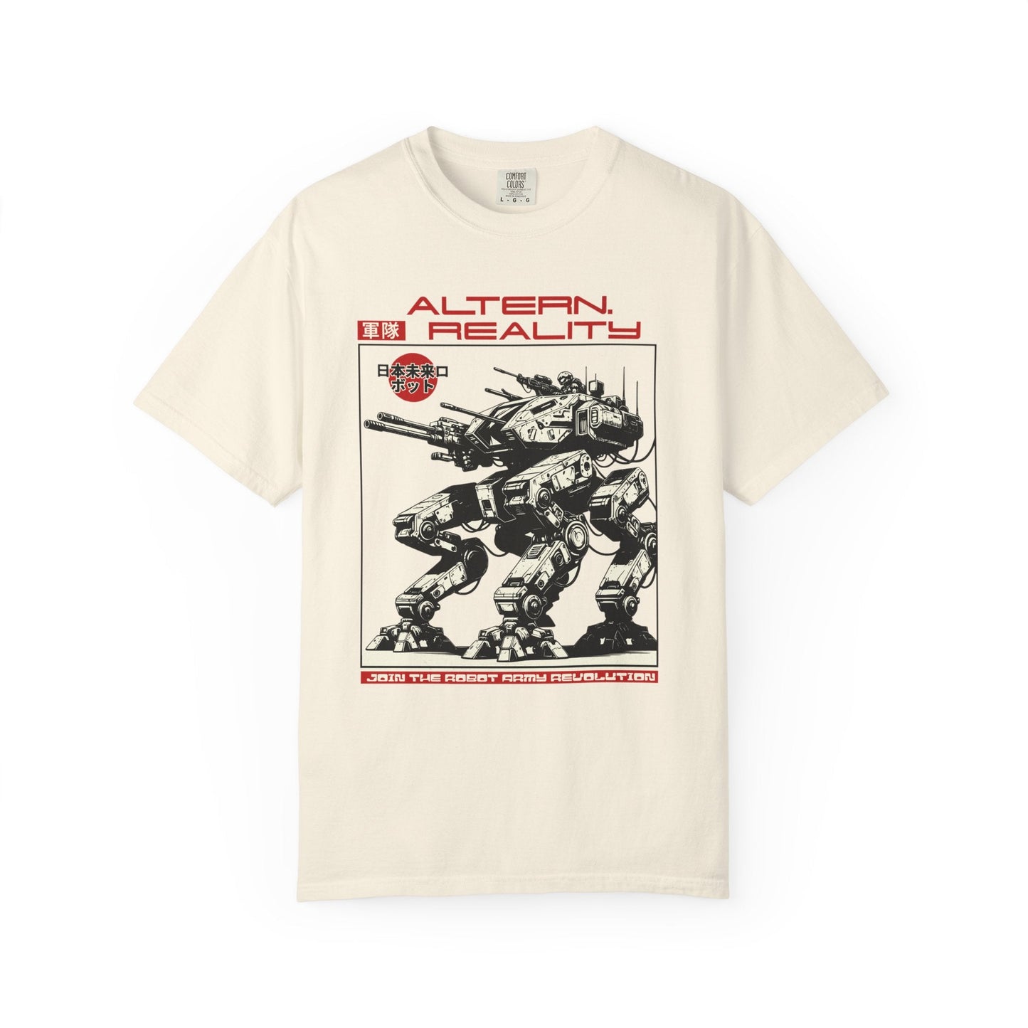 Robot Revolution T-shirt – Giant Mech with Weapons 