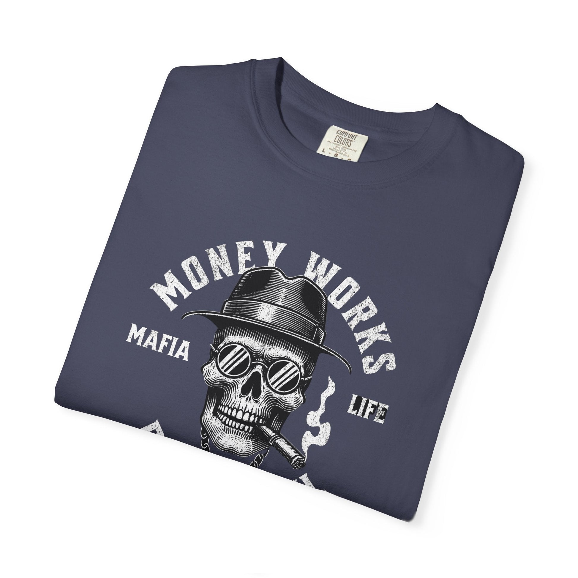 Gangster skull t-shirt - Unisex 'money works for me'  design