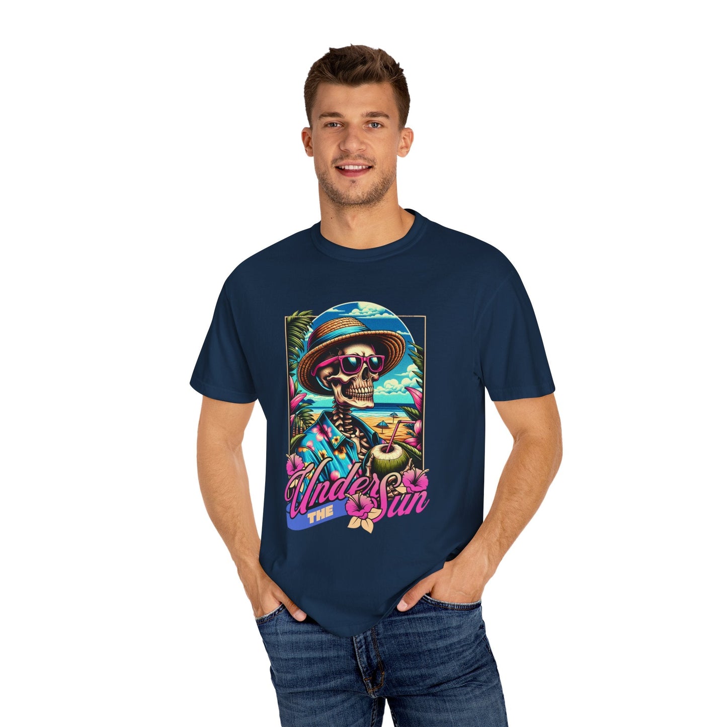 Holiday skull t-shirt - Fun beach vibe with skeleton & tropical design