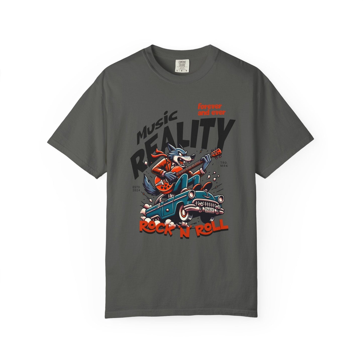 Unisex garment-Dyed t-shirt - Rock wolf retro music design