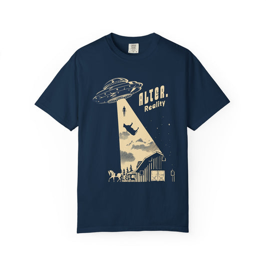 Alter Reality unisex T-shirt with vintage alien saucer design