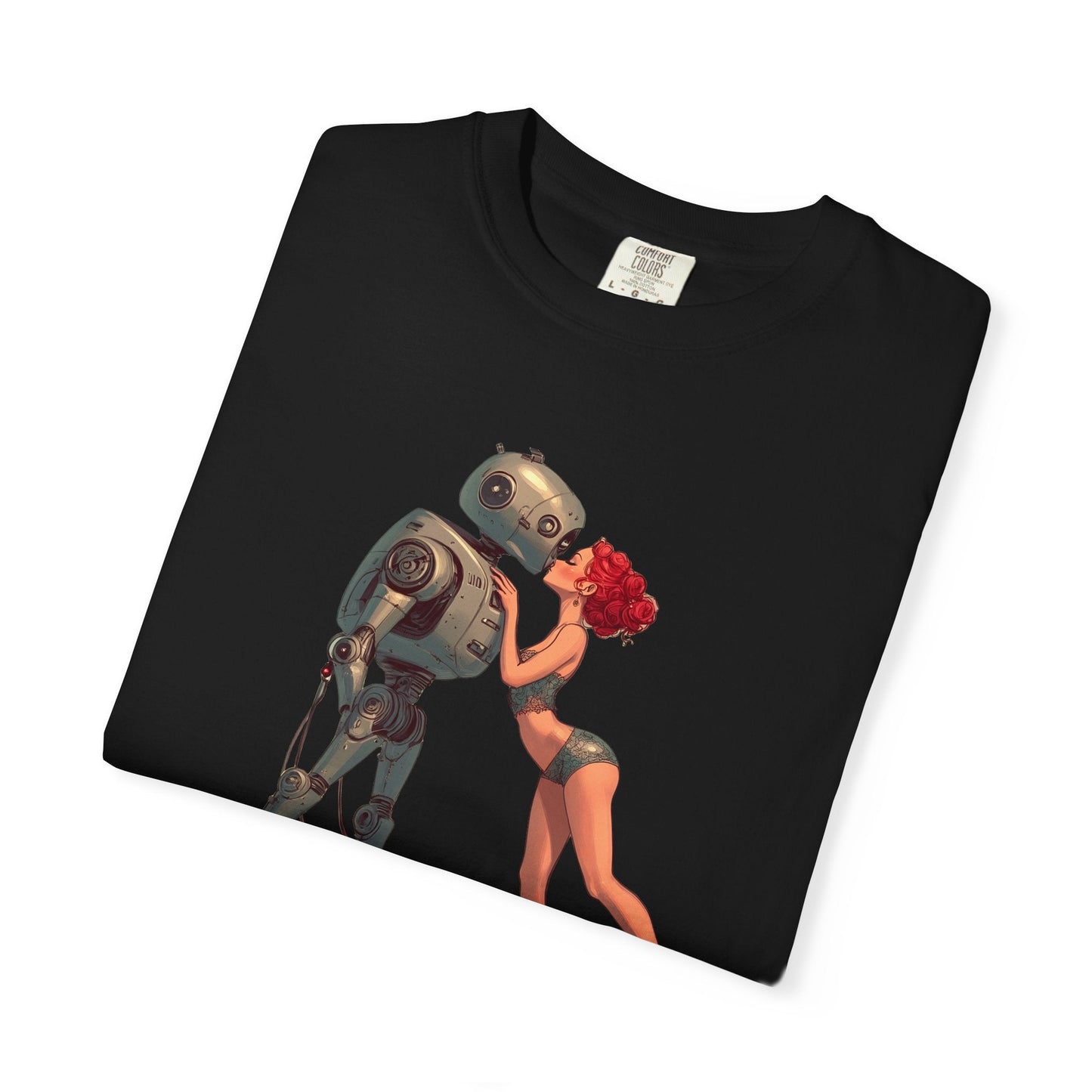 A Robot’s Love T-shirt – Beautiful Woman Kissing a Robot