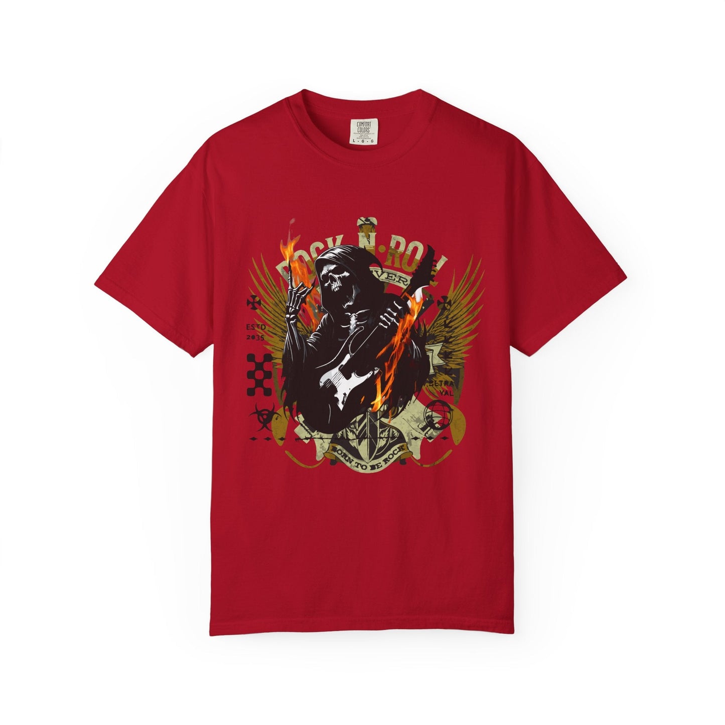 Rock 'n' roll guitar t-shirt for vintage metal music & concert lovers