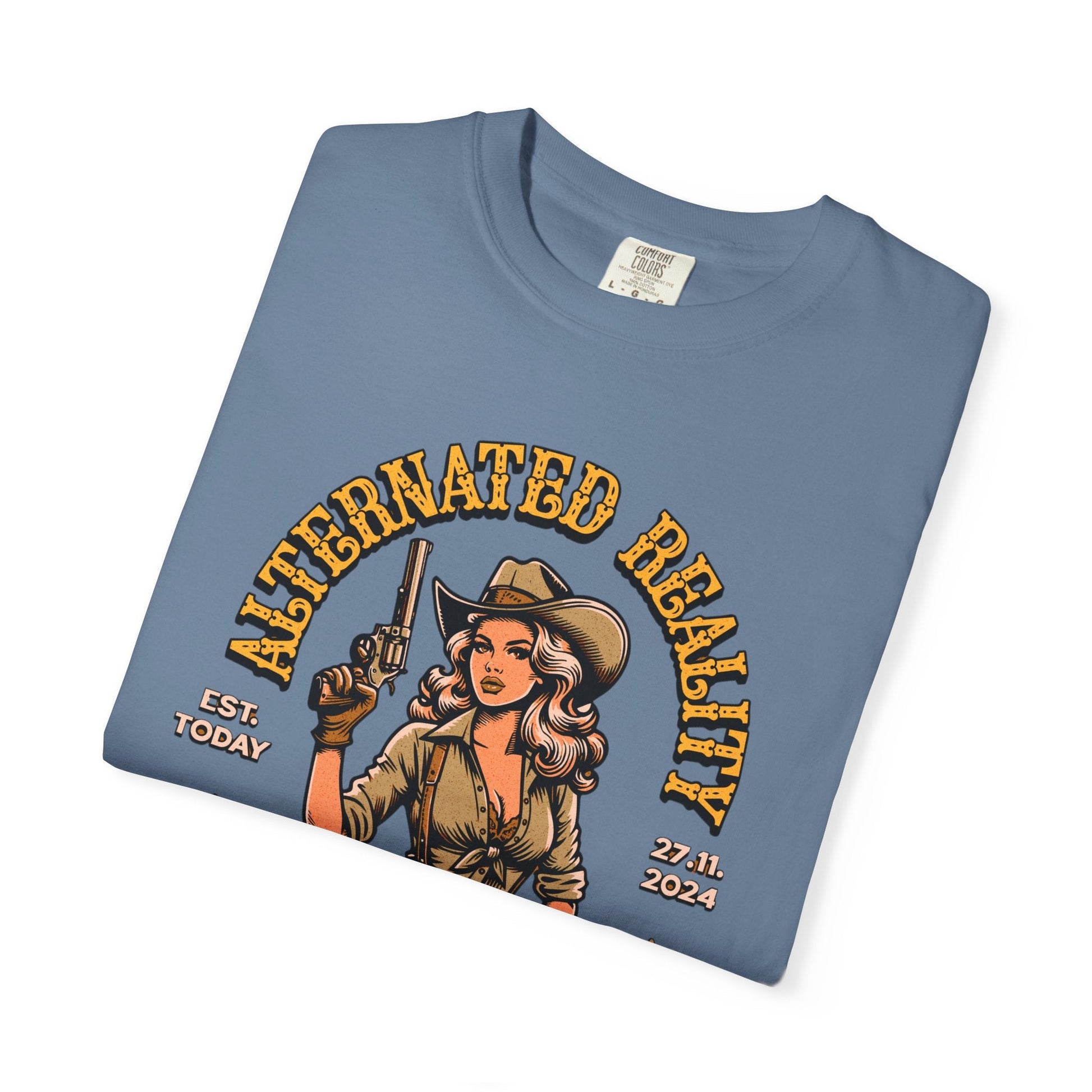 Vintage pin up westen t-shirt - Retro style adventure graphic tee