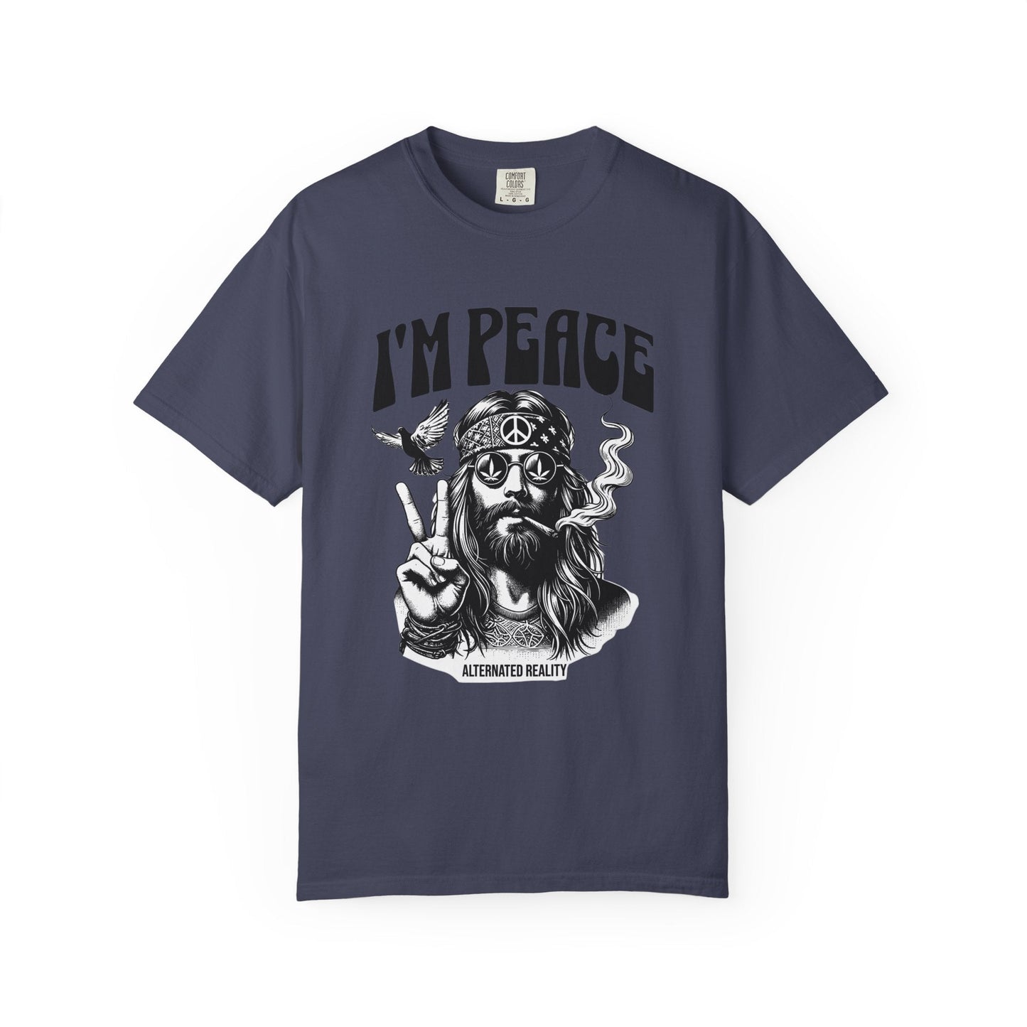 Peaceful hippie Unisex T-shirt with 'I'm at Peace' design 70' vibe