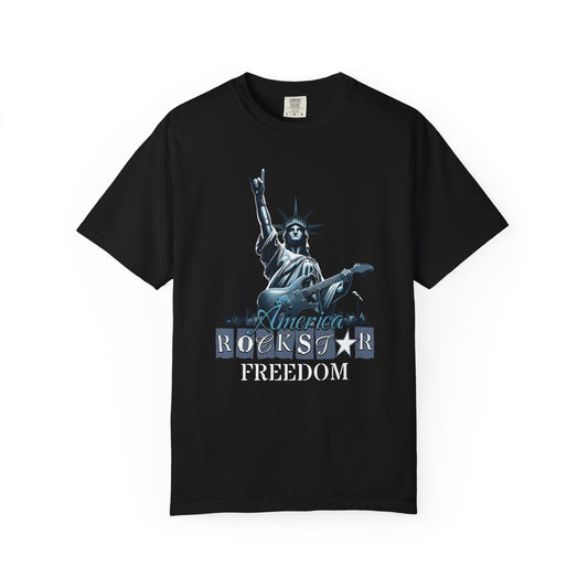 Rockstar statue t-Shirt - Patriotic American rocker freedom design