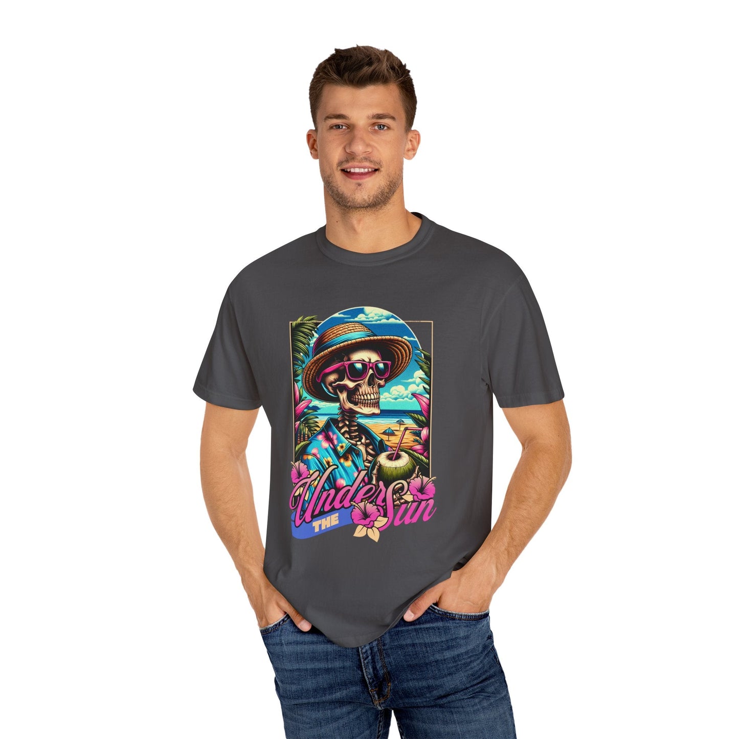 Holiday skull t-shirt - Fun beach vibe with skeleton & tropical design