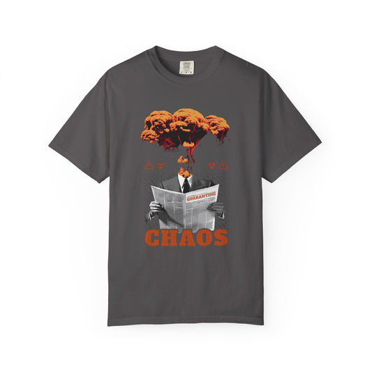 News chaos T-shirt: bold retro 80s style for statement
