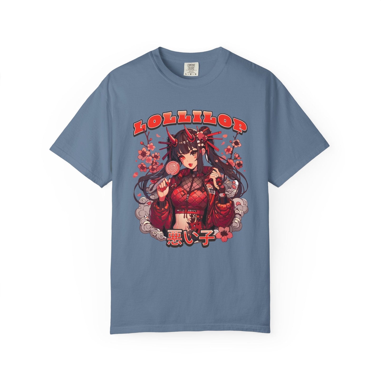 Devil lollipop girl teal t-shirt with anime girl design