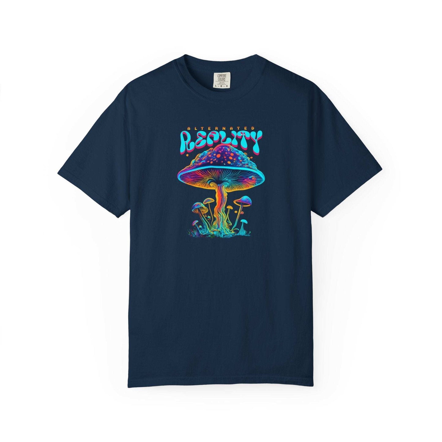 Psychedelic mushroom t-shirt with vibrant, trippy mushroom art for festival and streetwear style