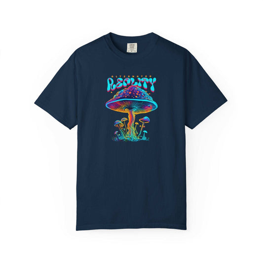Psychedelic mushroom t-shirt with vibrant, trippy mushroom art for festival and streetwear style