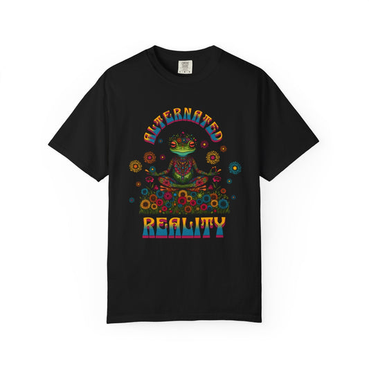 Meditative frog 2 psychedelic t-shirt with trippy frog design
