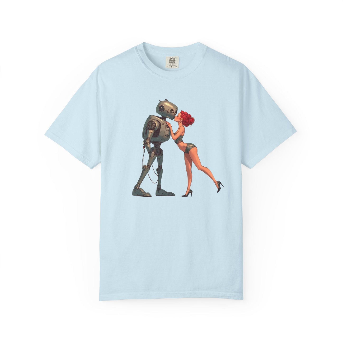 A Robot’s Love T-shirt – Beautiful Woman Kissing a Robot