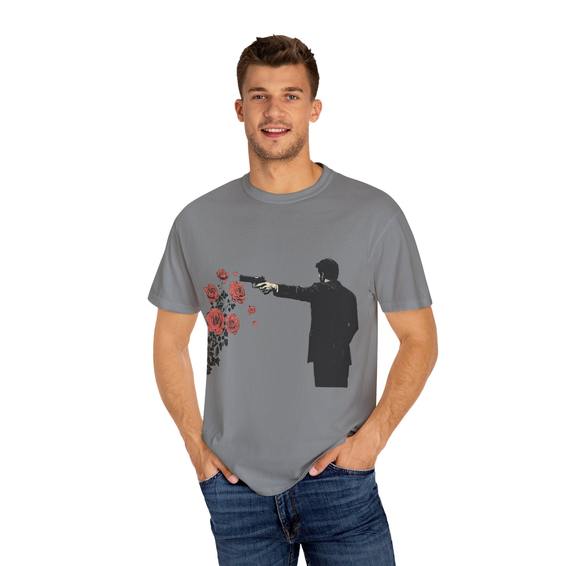 Streetwear gunpoint flowers T-Shirt for art lovers & enthusiasts