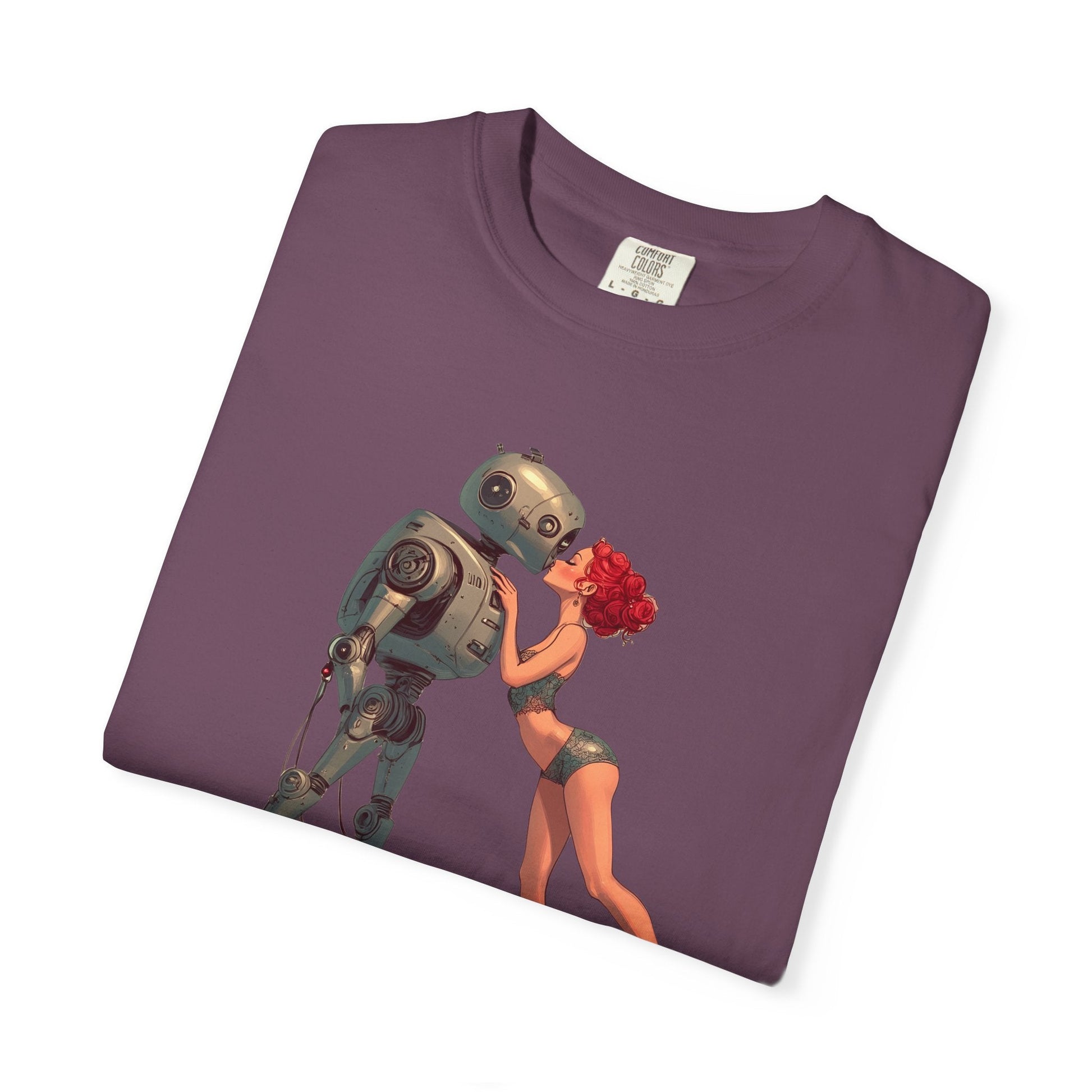 A Robot’s Love T-shirt – Beautiful Woman Kissing a Robot