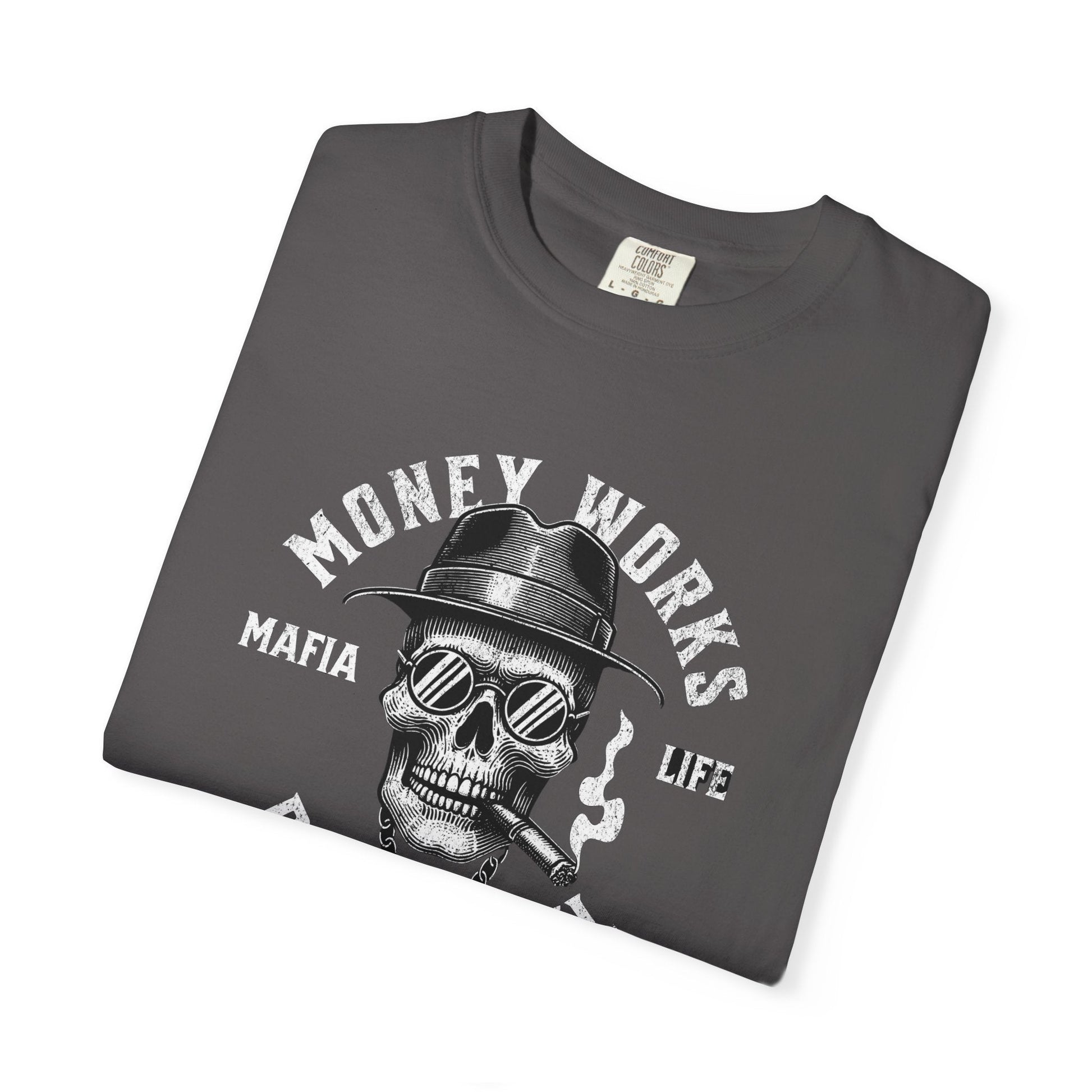 Gangster skull t-shirt - Unisex 'money works for me'  design