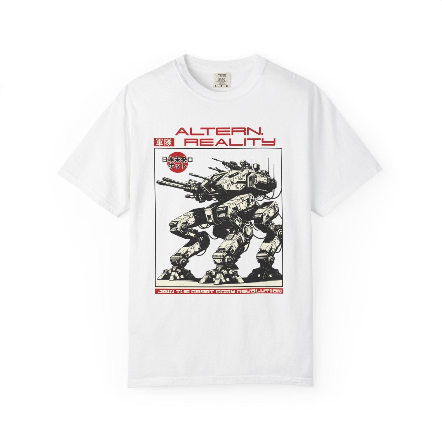 Robot Revolution T-shirt – Giant Mech with Weapons 