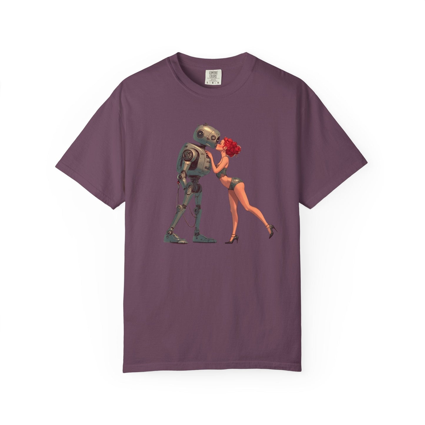 A Robot’s Love T-shirt – Beautiful Woman Kissing a Robot