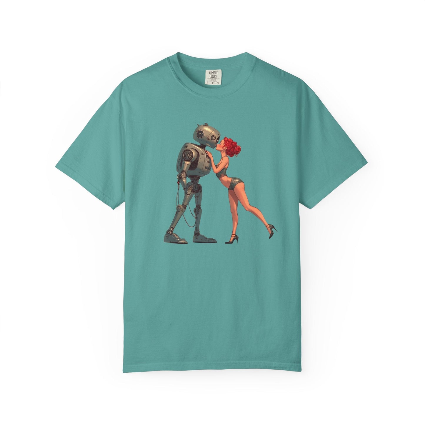 A Robot’s Love T-shirt – Beautiful Woman Kissing a Robot