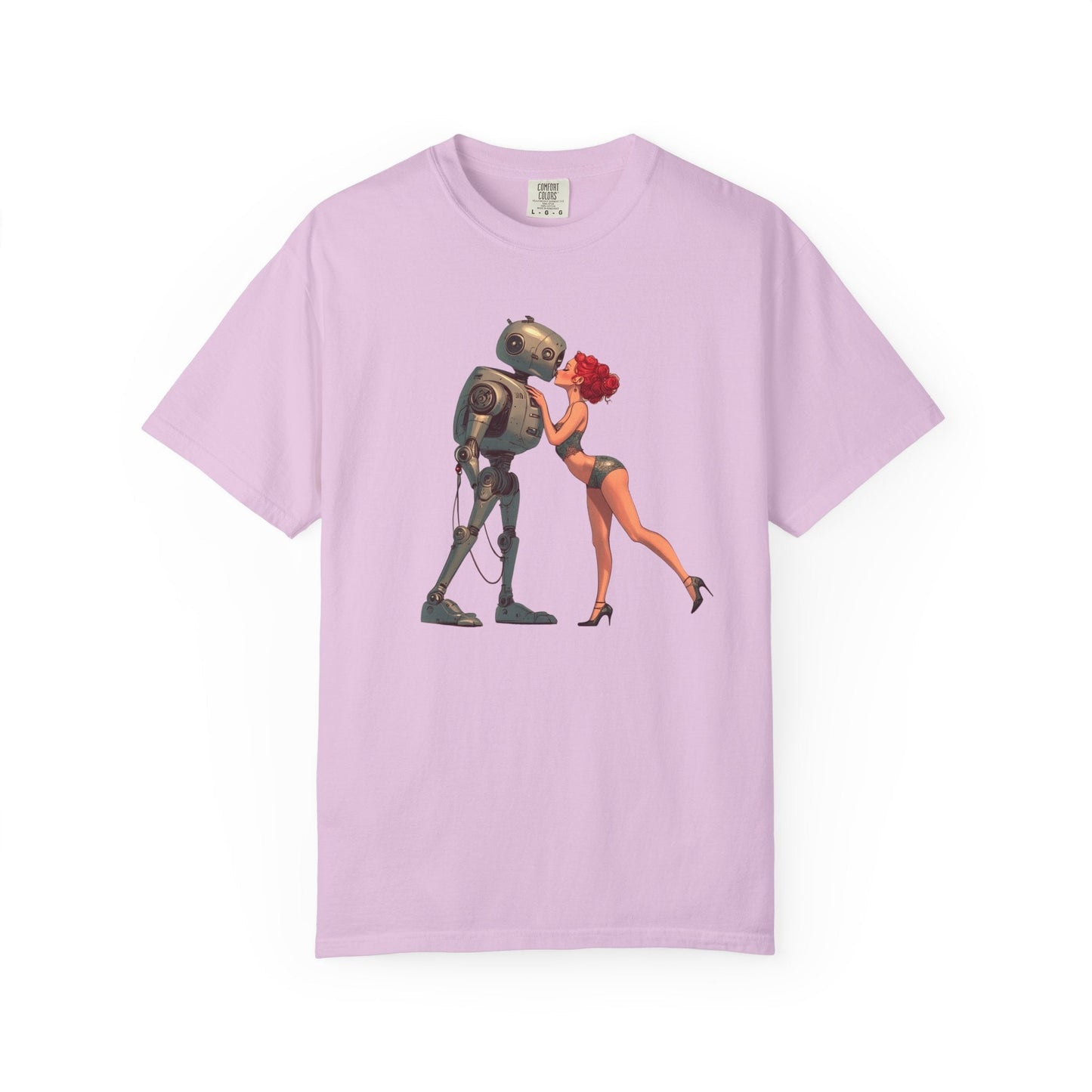 A Robot’s Love T-shirt – Beautiful Woman Kissing a Robot