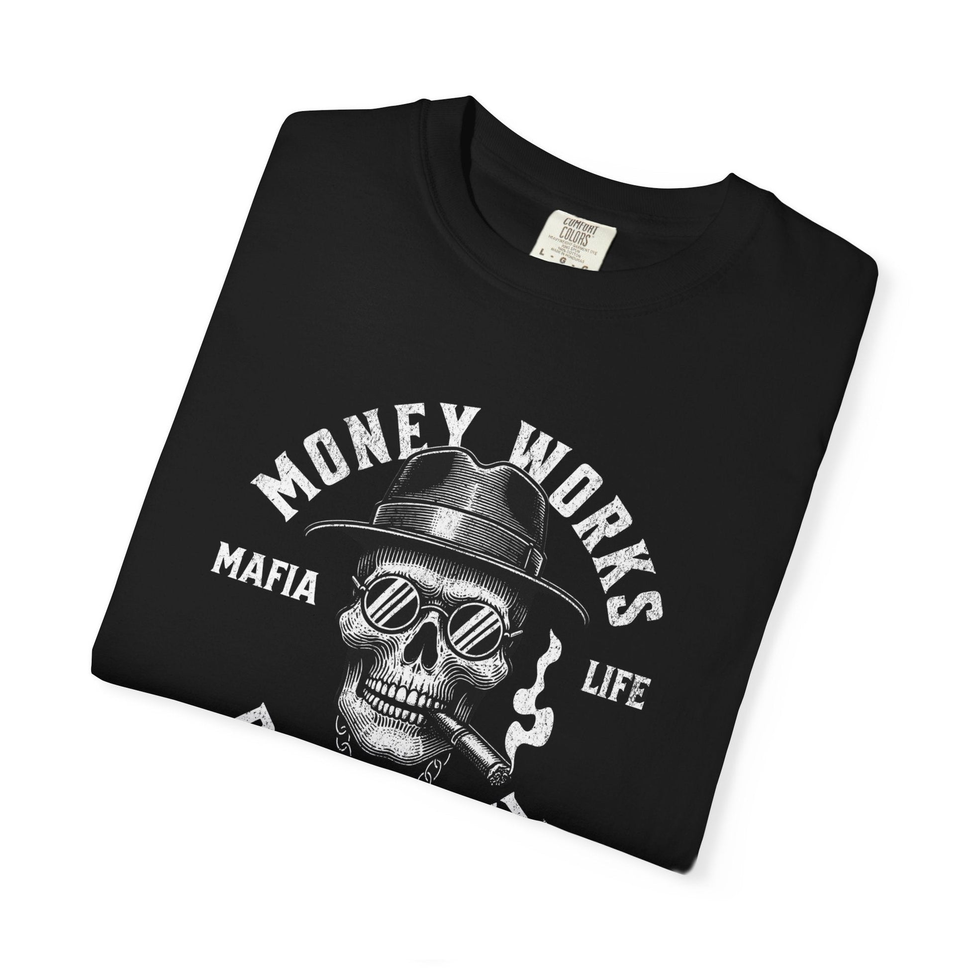 Gangster skull t-shirt - Unisex 'money works for me'  design